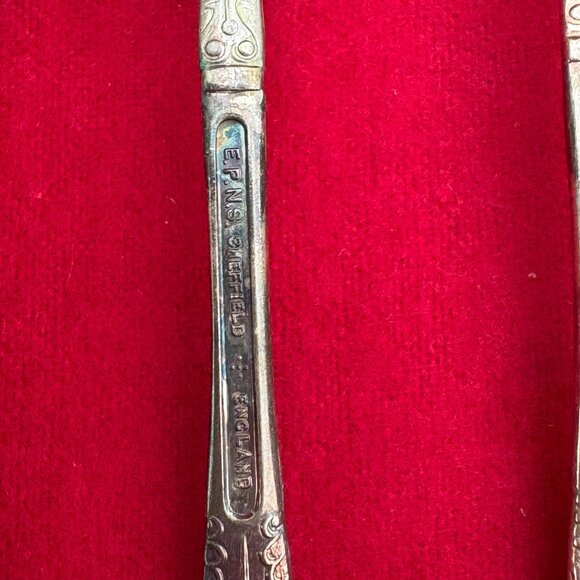 Set Of 6 Vintage EPNS Sheffield England Teaspoons With Ornate Handles 4.5" Silve - Picture 4 of 5